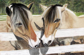 Beezy and Sam 2 horse pastel pet portrait by fine artist Donna Aldrich-Fontaine