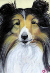 Flower pastel dog pet portrait by fine artist Donna Aldrich-Fontaine